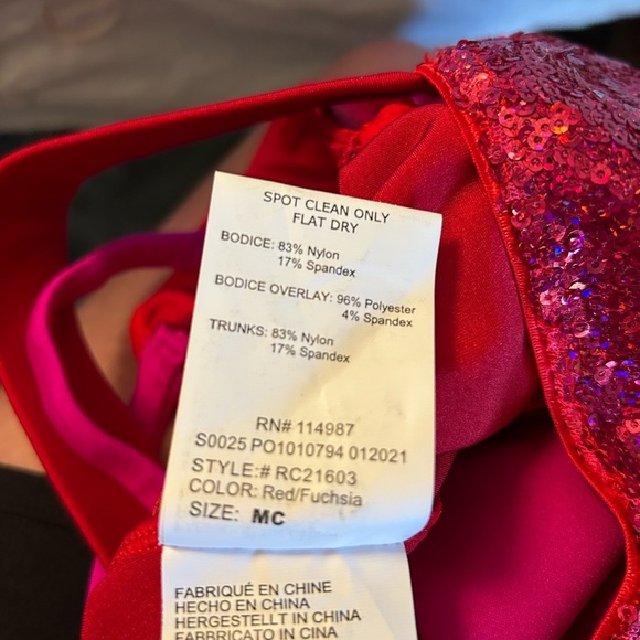 🎅🏻 SALE! REVOLUTION RED/FUCHSIA SEQUINED FRINGE JAZZ DANCE COSTUME SIZE MC - Picture 7 of 15
